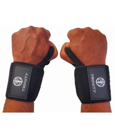 Wrist Wraps for Weight lifting 18" Pair of Wrist Straps With Strong Thumb Loop professional Wrist Support Comfortable Wrist Brace for Weightlifting Strength Training, Bodybuilding, Powerlifting and Calisthenics Black - Stiff