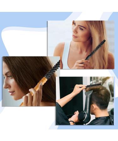 Professional Mini Hair Dryer Brush Set - 2 Piece Round Styling Brush for Thin Hair & Beard - Black & Yellow - Buy Online on GoSupps.com
