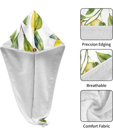 Watercolor Yellow Lemons Hair Towel 2 Pack - Super Absorbent Quick Dry Hair Turbans for Women & Girls - Buy Online on GoSupps.com