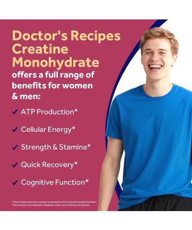 Doctor's Recipes Creatine Monohydrate 3000 mg Per Serving Micronized Creatine Capsules for Women & Men for Strength Energy Recovery High Absorption Vegan 120 Capsules - Buy Online on GoSupps.com