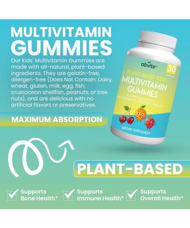 Kids Multivitamin Gummies Plant-Based Daily Kids Gummy Vitamins with A, C, D, E, B3, B6, B12, Biotin & Inositol Non-GMO, Gluten-Free 30 Count (30-Day Supply) - Buy Online on GoSupps.com