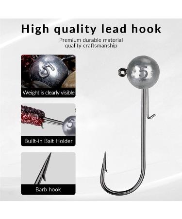 THKFISH Ball Jig Heads 1/2oz 3/8oz 1/4oz 1/6oz - 10pcs - Lead Head Fishing Jigs for Crappie, Walleye, Bass, Trout - Saltwater Freshwater Swimbait Jig Heads - Buy Online on GoSupps.com