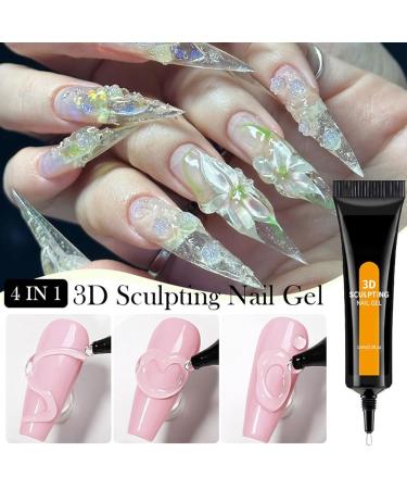  JIEBWCHA 3D Sculpting Nail Gel 3D Beauty Products 15ml Nail Design Glue with Sculpting Rhinestones | Chrome Powder Self-Adhesive Rhinestones for Salon Home Party Wedding - Buy Online on GoSupps.com
