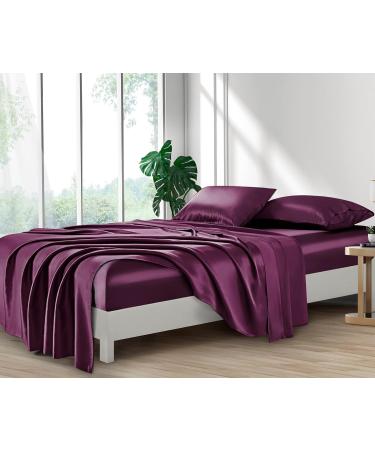 Lanest Housing Satin Sheets Full Size Set - Silky Soft, Fade Resistant Bedding with Extra Deep Pocket - Purple Full (4 Piece Set) - Buy Online on GoSupps.com