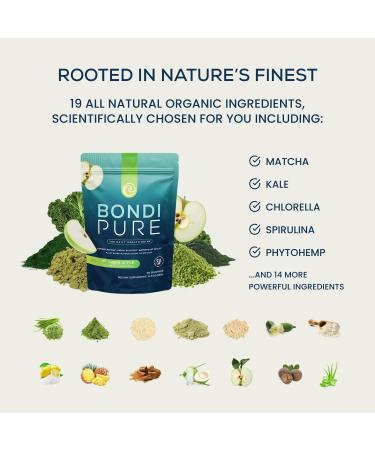 Bondi Pure - Daily Health & Detox Drink - Promote Gut Health & Energy Support During a Cleanse or Intermittent Fasting - Plant-Based Fibers Alkalizing Super Greens - Green Apple (30 Servings) Green Apple 30 Servings (Pack  - Buy Online on GoSupps.com