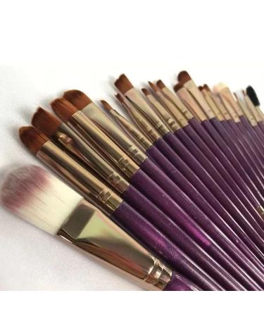 20pcs Professional Makeup Brush Kit - Soft Fiber Cosmetic Brushes for Eyeshadow & Loose Powder - Portable Beauty Tools in Purple - Buy Online on GoSupps.com