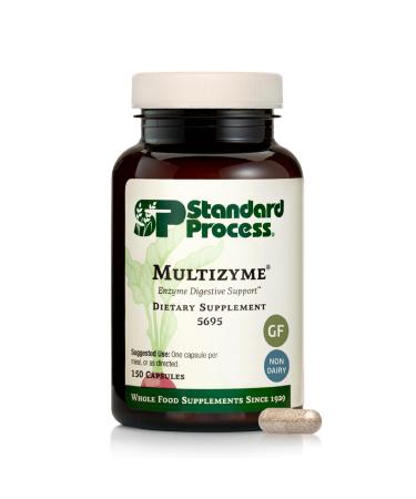 Standard Process Multizyme - Whole Food Pancreas Support Pancreatin Digestive Enzymes Digestive Health and Pancreatic Enzymes with Cellulase Papain Amylase Lipase and More - 150 Capsules