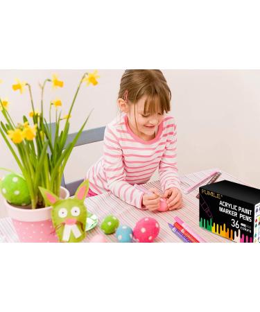 FUMILE Acrylic Paint Pens - 36 Colors Set for Rock, Wood, Metal, Plastic, Glass & More - Bright, Low Odor, Easy to Use - Ideal for DIY Easter Egg Painting - Buy Online on GoSupps.com