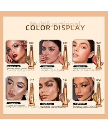 4 Colors Liquid Contour Beauty Wand Set - Contour, Blush & Highlighter Stick with Cushion Applicator for Easy Blending - Long Lasting Matte Finish - Buy Online on GoSupps.com
