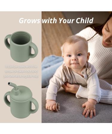 Mintlyfe Baby Trainer Cup - BPA-Free Silicone Sippy Cup for Toddlers 4oz - Pack of 2 (Sage & Ether) - Buy Online on GoSupps.com