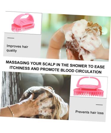Foytoki Silicone Shampoo Brush Set - 2 Piece Hair Washing Massage Brush for Adults | Pink | Head Massager & Hair Care Comb 10.5x7x5.5cm - Buy Online on GoSupps.com