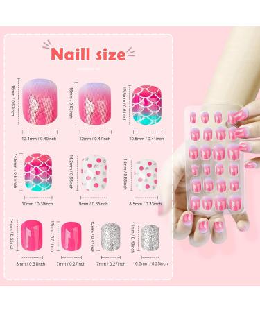Obidodi 72pcs Kids False Nails Girls Press on Nails Short Full Cover Fake Nail Kits Kids Stick on Nails Girls Children Nail Design Decoration False Nails for Kids Kit - Buy Online on GoSupps.com