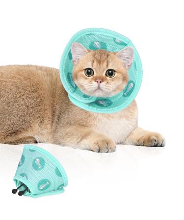 Green Cat Cone Collar Soft Adjustable Cat Recovery Collar Protective Soft Cat Cone After Surgery and Injuries Prevent from Biting and Licking for Puppies Small Dogs and Cats (S)