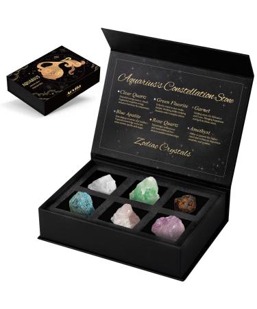 Aovila Aquarius crystals zodiac gift zodiac sign medicinal crystals birth stones with horoscope box set astrology