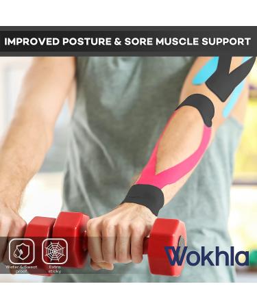 Black Waterproof Kinesiology Tape 5M Roll - Latex Free, Strong Grip for Muscle Support - Ideal for Ankle, Knee & Shoulder - Includes E-Manual - Buy Online on GoSupps.com