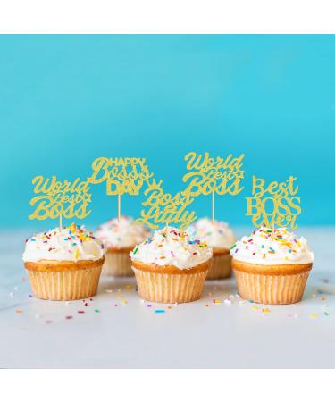 Keaziu 36PCS Happy Boss's Day Cupcake Toppers Boss Lady Women Gentleman Office Decoration Happy Boss Day Party Decorations Boss Day Decorations Birthday Party Decorations Supplies Gold - Buy Online on GoSupps.com