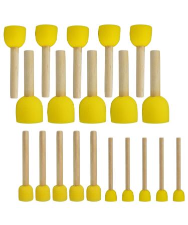 20 PCS Round Sponges Brush Set Kids Painting Tools - Pistha Sponge Painting Stippler Set DIY Painting Tools in 4 Sizes for Kids (Yellow)