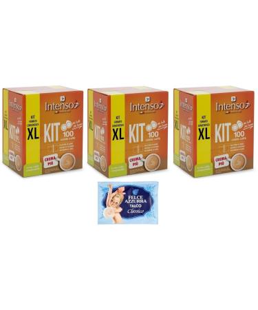 Felce Azzurra Intenso Caff in Cialde KIT XL Crema Pi Set of 3 coffee pods + wooden spoon + cardboard cups + sugar sachet + 1 sachet of talc Felce Azzurra 100 g