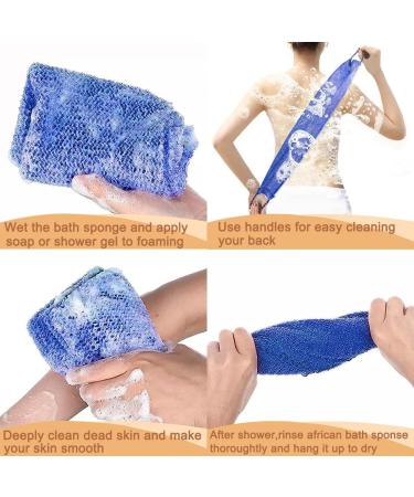 2-Piece Exfoliating Shower Sponge Set | African Peeling Network Bathing Towels for Ultimate Skin Care - Buy Online on GoSupps.com