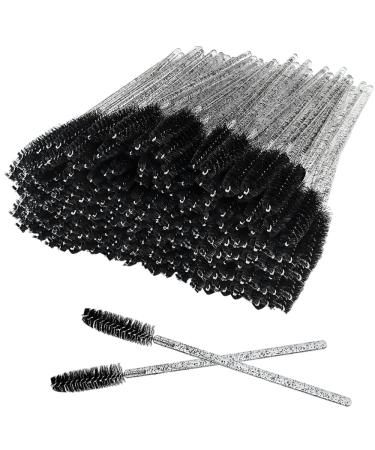 XPP Disposable Eyelash Brushes 100PCS Eye Brow Spoolie Castor Oil Brush Mascara Wands Cosmetic Makeup Tools(Crystal Black)