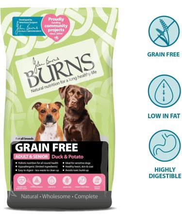 Burns Pet Nutrition Hypoallergenic Dry Food for Adult and Senior Dogs Grain Free Duck & Potatoes 12 kg - Buy Online on GoSupps.com