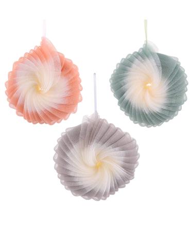 3 Pcs Two- Ball Loofah Sponge Bath Sponge Bath Scrubber Mesh Nets Ball Body Scrubber Mesh Bath Ball Bathroom Accessories Shower Ball