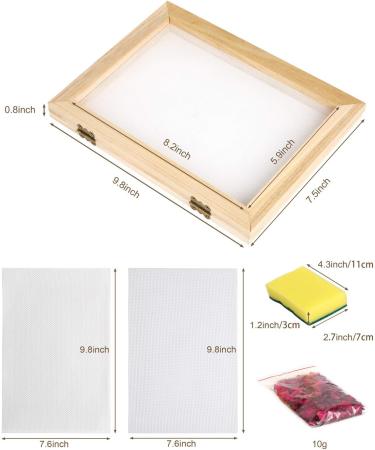 Caydo Paper Making Kit with A5 Size Wooden Frame and Nature Dried Flowers - DIY Paper Craft Set - Buy Online on GoSupps.com