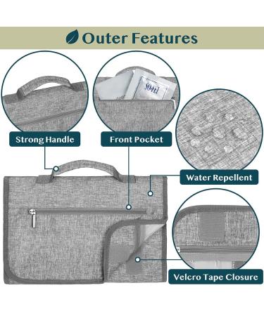 Pavilia Hanging Toiletry Bag | Foldable Travel Organizer for Cosmetics & Jewelry | Water-Resistant | Heather Grey - Buy Online on GoSupps.com