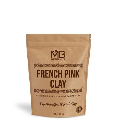 MB Herbals French Pink Clay 100 Gram (3.5 oz) | Montmorrillonite Pink Clay (French Rose Clay) | Mild Hydrating Clay suitable for Sensitive Skin | Mined & Processed in India