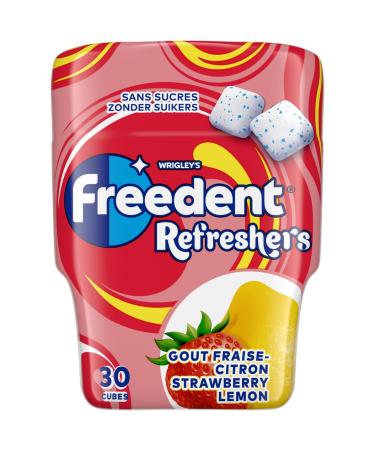 FREEDENT Refreshers - Strawberry Lemon Flavor Chewing Gum - Box of 30 Sugars - 67 g