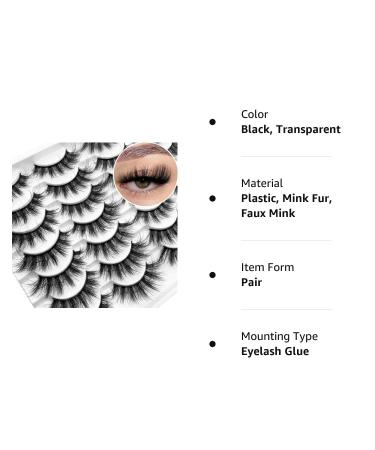 Yasnai 9D Wispy Fluffy Faux Mink False Eyelashes | Natural Cat Eye Fake Lashes - 14 Pairs Pack | 18mm - Buy Online on GoSupps.com