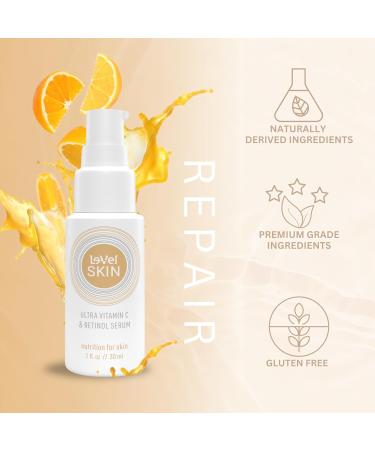 Le-Vel SKIN Ultra Vitamin C & Retinol Serum | Best Vitamin C Face Serum for All Skin Types | Anti-Aging & Uneven Skin Tone Solution for Luminous Complexion - Buy Online on GoSupps.com