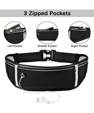 WuGU Waterproof Running Belt with 3 Pockets | Adjustable Jogging Bag & Bum Bag with Reflective Tape & Headphone Jack - Buy Online on GoSupps.com