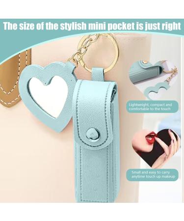 Buy 2PCS Lipstick Case with Heart Mirror | Portable Lip Balm Holder & Keyring Pouch for Women - Perfect Gift - Buy Online on GoSupps.com