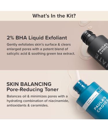 Paula's Choice 2% BHA Liquid Exfoliant & Skin Balancing Toner Set | Minimizes Pores with Salicylic Acid & Niacinamide | Combo & Oily Skin | Fragrance & Paraben-Free - Buy Online on GoSupps.com