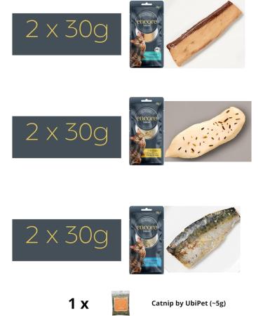 Cat Meaty Treats Bundle Including Encore Tuna Loins Chicken and Tuna Fillets pack of 6x30g Natural Product and Ubipet Catnip 5g - Buy Online on GoSupps.com