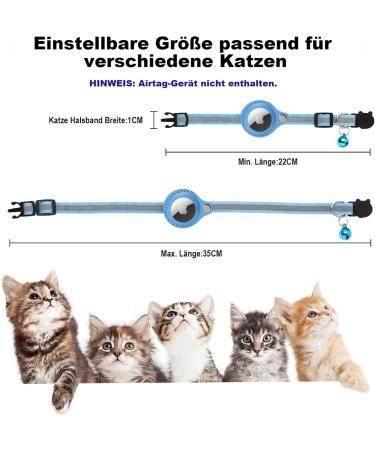 Mouyou Airtag Cat Collar - Soft Reflective Nylon with Bell & Safety Clasp | Adjustable 22-34cm Blue Tracking Collar with Airtag Case - Buy Online on GoSupps.com