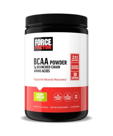 Force Factor BCAA Amino Acids Supplement 2:1:1 Delicious and Refreshing BCAA Powder to Support Muscle Recovery and Performance No Artificial Colors or Flavors Cherry Limeade 30 Servings