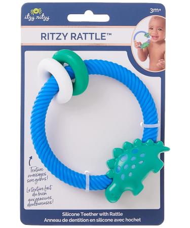 Itzy Ritzy Dino Silicone Teether & Rattle | Safe for 3+ Months - Buy Online on GoSupps.com