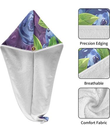 Buy Super Absorbent Blueberries Hair Towels 2 Pack - Quick Dry Hair Turbans for Women & Girls - Buy Online on GoSupps.com