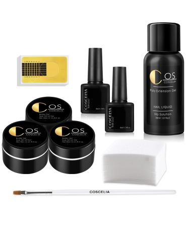 3 Colors UV Nail Gel for Nail Extension Base and Top Coat Nail Brush Nail Forms