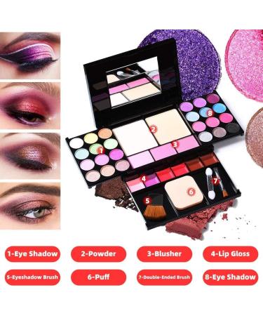 35 Color Eyeshadow Palette - Matte & Shimmer Lip Gloss Blush & Brushes - International Shipping Available - Buy Online on GoSupps.com