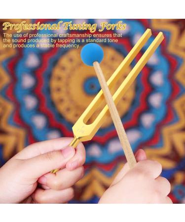 Dreld 9 Solfeggio Tuning Forks Kit - Healing Forks with Silicone Hammer and Bag for DNA Repair - Golden - Sound Therapy Musical Instrument - Buy Online on GoSupps.com