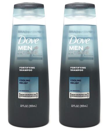 Dove Men + Care Fortifying Shampoo Cooling Relief Icy Menthol 12 Ounces (Pack of 2)