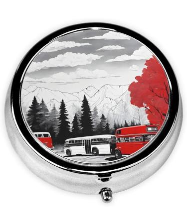 Red London Street Mini Round Pill Box | 3 Compartment Medicine Organizer | Portable Travel Pill Case for Home & Office - Buy Online on GoSupps.com