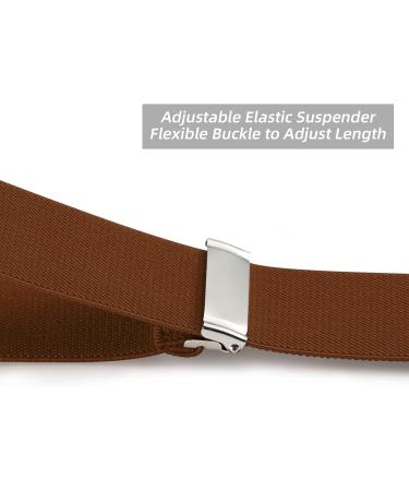 Dresime Hoster Men's Heavy Duty Y-Back Braces - 6 Metal Clips Adjustable Elastic Braces for Pants - Brown - Buy Online on GoSupps.com