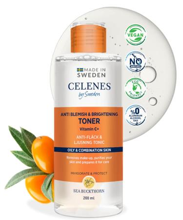 Celenes by Sweden Sea Buckthorn Facial Toner, Anti-Pore & Brightening Face Toner, 200ml - Vitamin C, Niacinamide Face Lotion, All Skin Types Including Oily-Combination, Paraben-Alcohol Free