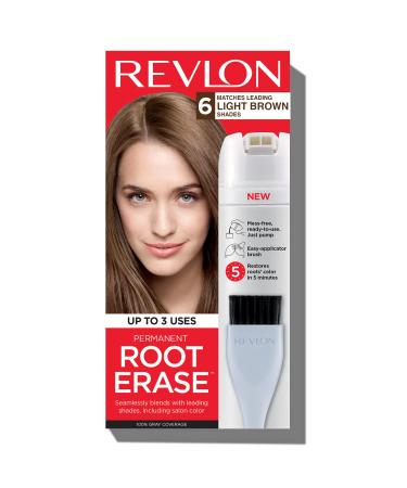 Permanent Hair Color by Revlon  Permanent Hair Dye  At-Home Root Erase with Applicator Brush for Multiple Use  100% Gray Coverage  Light Brown (6)  3.2 Fl Oz 6 Light Brown