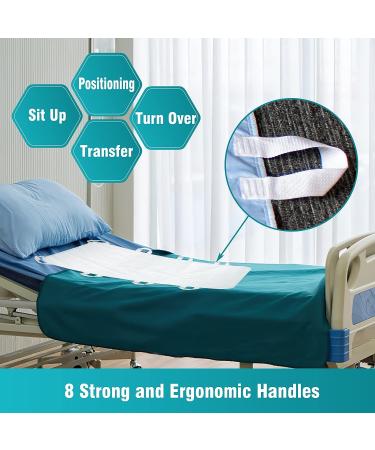 Extra Large Washable Bed Pad with 8 Handles | 34 x 52 4-Layer Leakproof Underpad for Incontinence | Reusable Chucks Pad (Blue) - 1 Pack - Buy Online on GoSupps.com