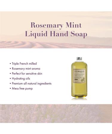 A LA MAISON Rosemary Mint Liquid Hand Soap - French Triple-Milled Moisturizing Refill - 33.8 oz Bottle - Buy Online on GoSupps.com